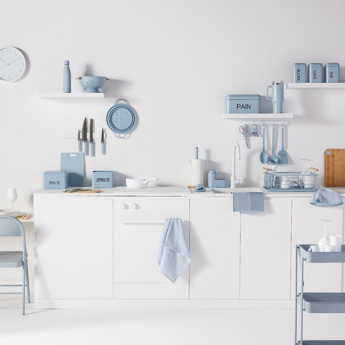Boîte à biscuit métal KITCHEN bleu, UTILITY