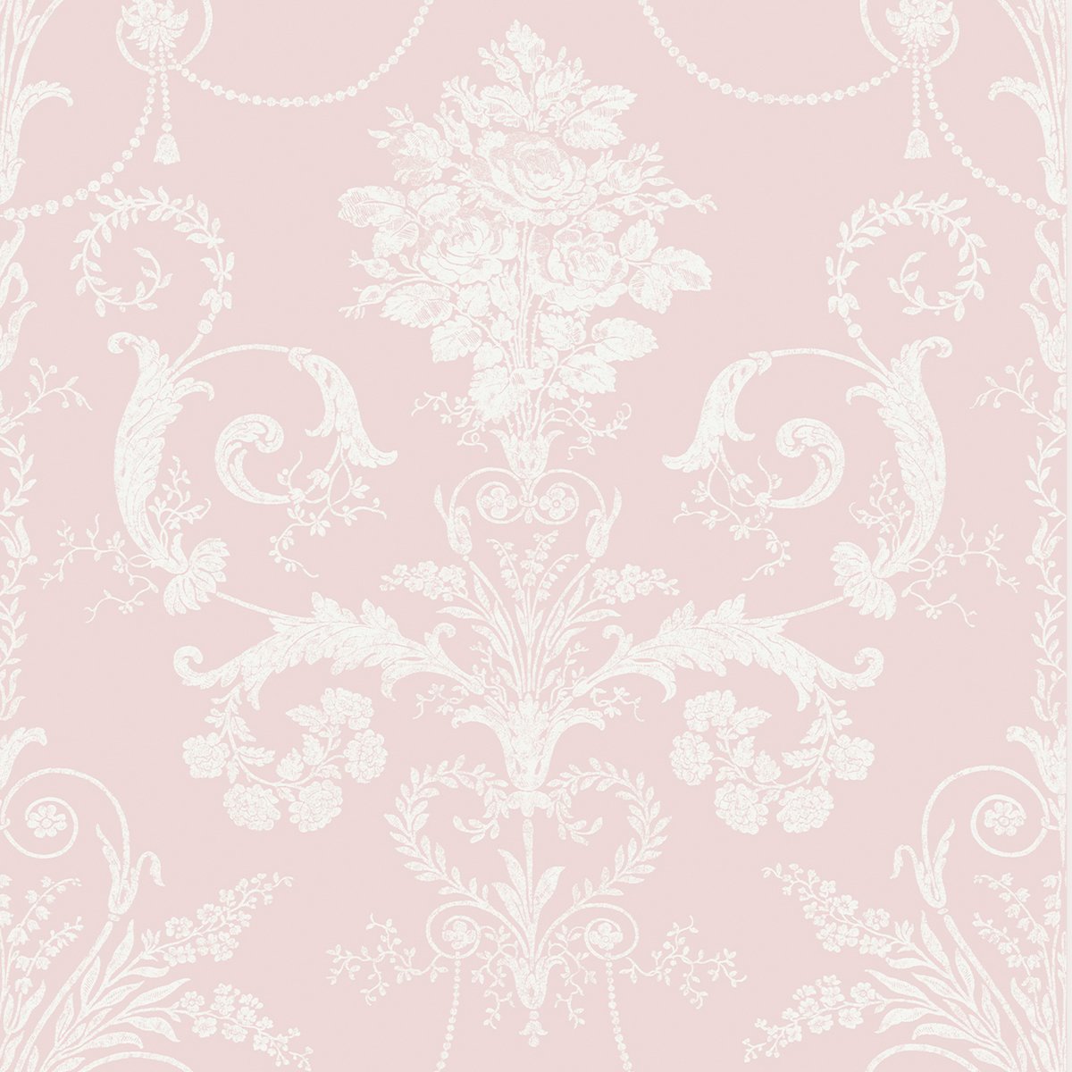 Papier peint Damassé Josette rose/blanc, LAURA ASHLEY