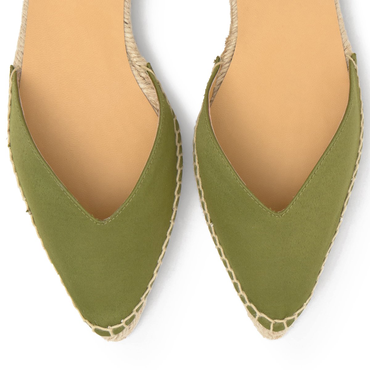 Espadrilles plates en satin à lacets en velours BRAVA PLATFORM vert olive, CASTANER