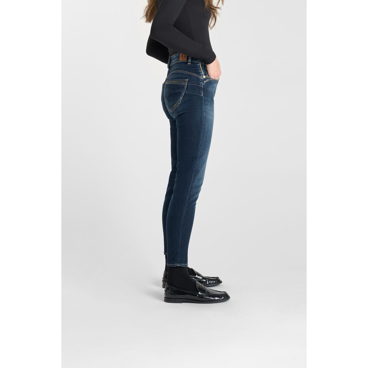 Jeans push-up slim taille haute PULP, 7/8ème blue, LE TEMPS DES CERISES