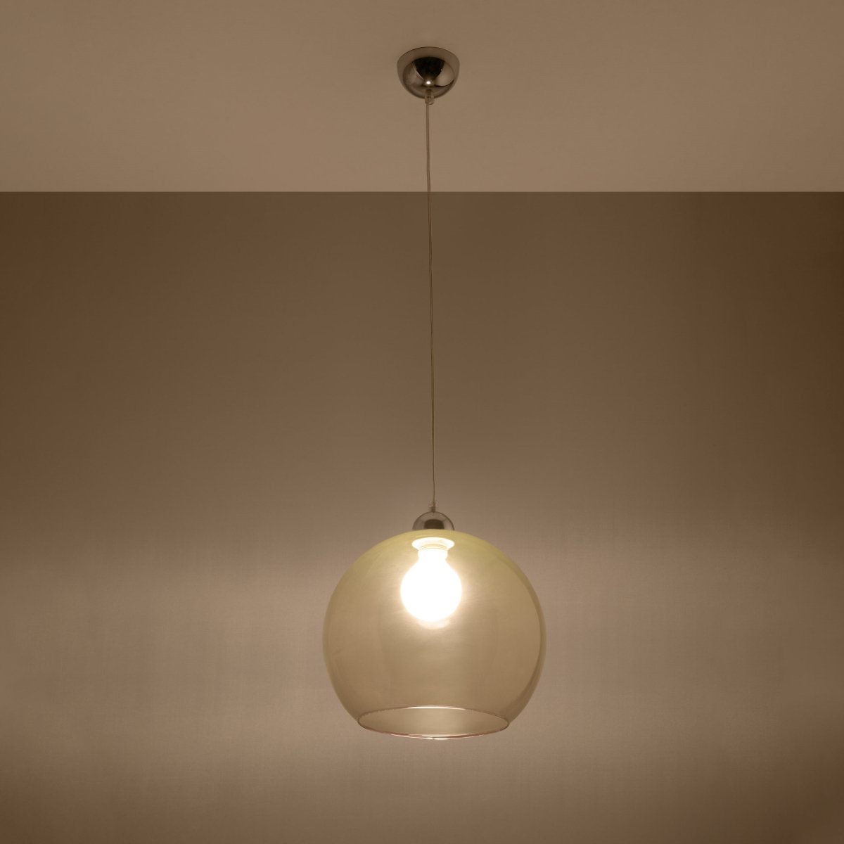 Suspension Acier Champagne E27 1 Ball gris, EDEN