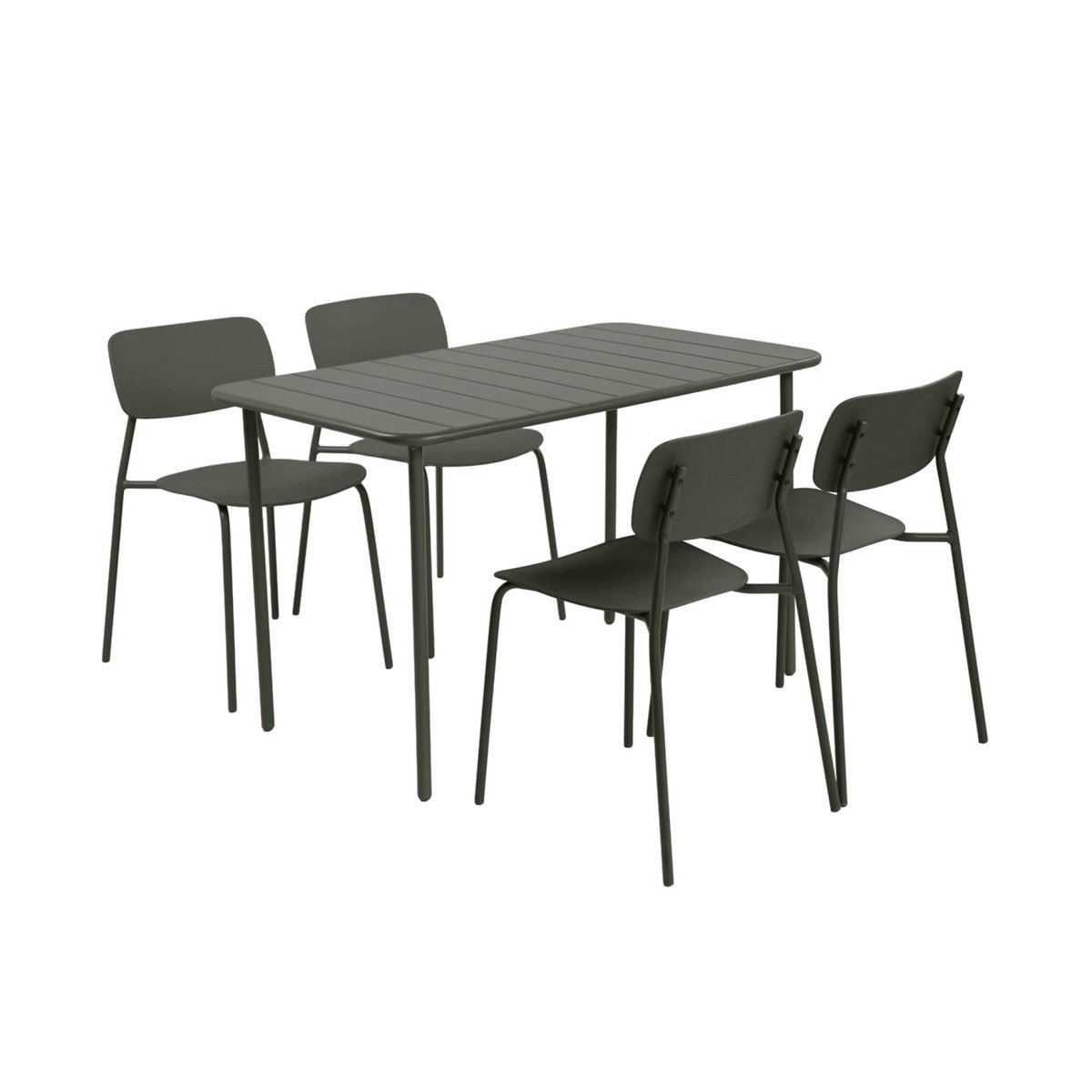 Table de jardin métal + 4 assises AMÉLIA + LIVA kaki, SWEEEK