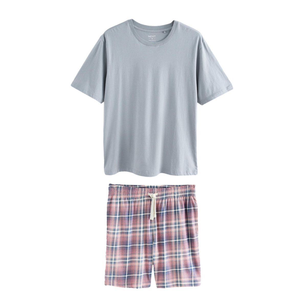 Pyjama en jersey manches courtes à carreaux rose/bleu, NEXT