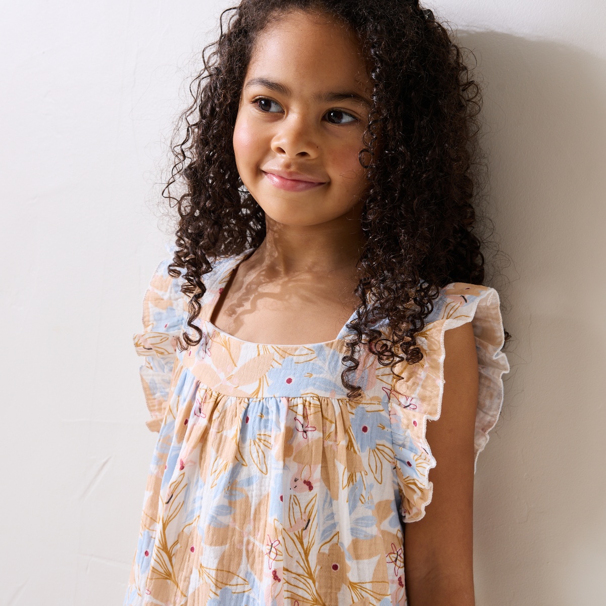 Robe enfant en gaze de coton Praline peche, PETIT BEGUIN
