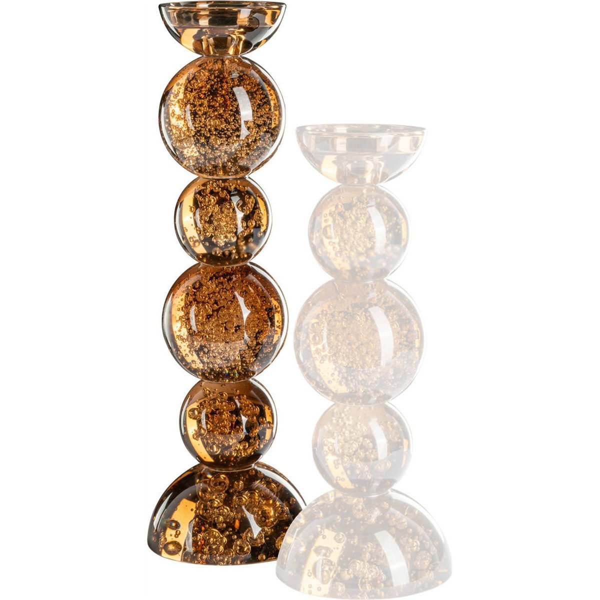 Bougeoir en verre sculptural brun ambré, RECOLLECTION