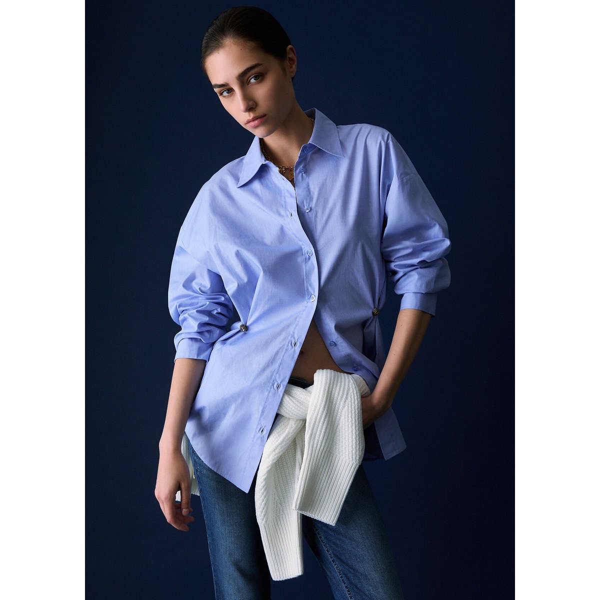 Chemise en popeline bleu clair, LIU JO