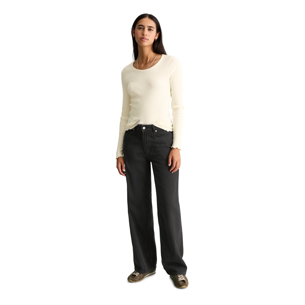 Jeans modèle Tomke wide en un mélange doux de coton bio et de lyocell noir, MARC O’POLO DENIM