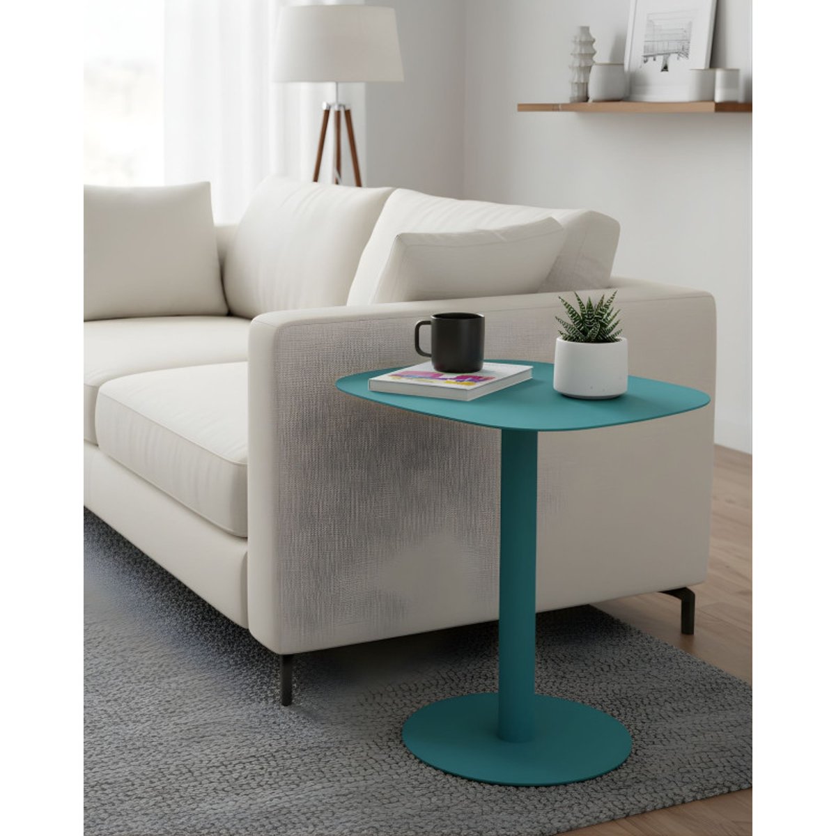 Table d'appoint design SKANDY en métal style scandinave turquoise, DON HIERRO