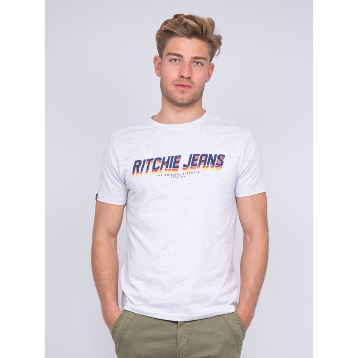T-shirt Col Rond Pur Coton Nohan gris, RITCHIE