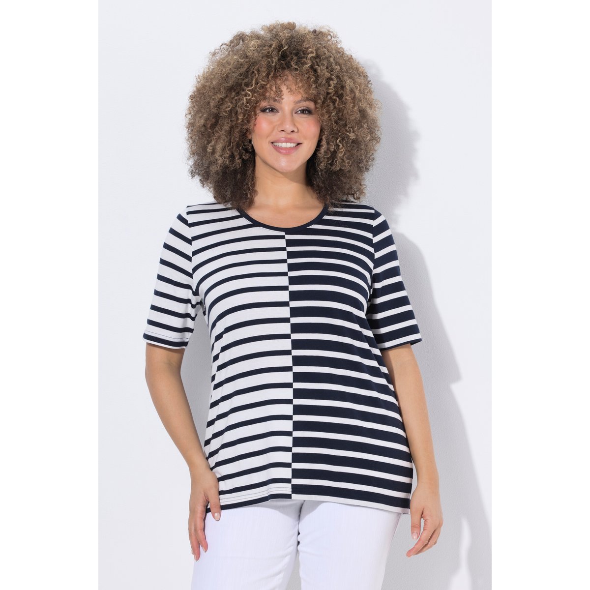 T-shirt à rayures, en modal mélangé marine, ULLA POPKEN