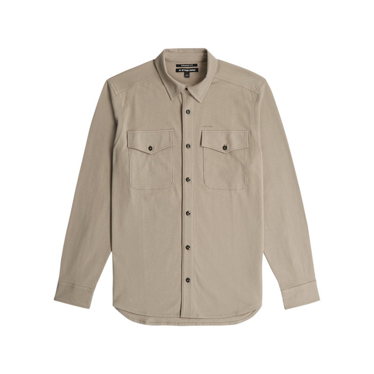 Chemise en coton biologique taupe unie avec une coupe slim et un col à revers autre, G-Star RAW