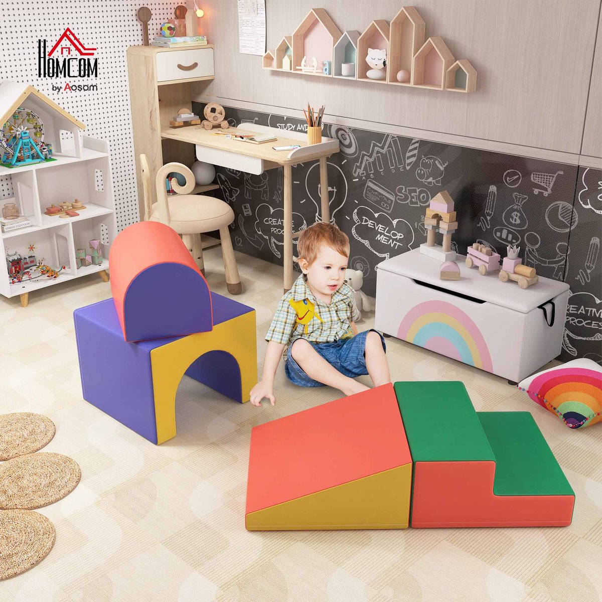 Ensemble de jeux souples pour enfants multicolore, HOMCOM