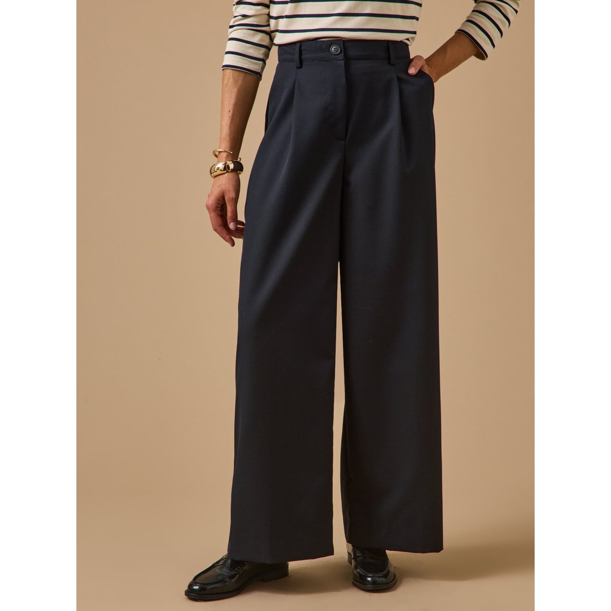 Pantalon large laine froide  Agnès encre, CYRILLUS