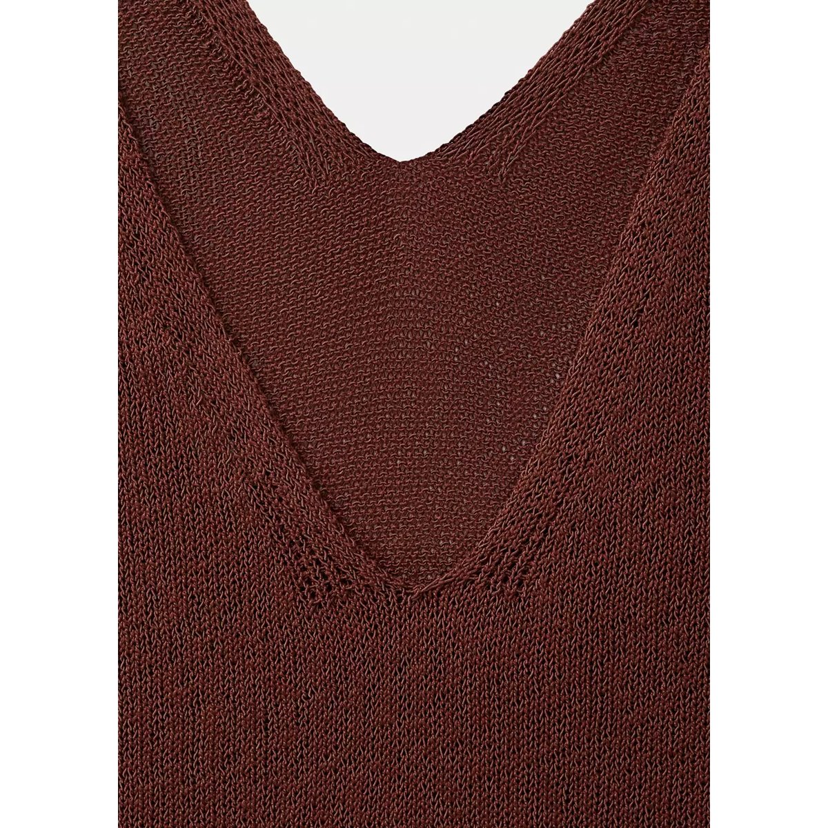Robe en maille col V orange brûlé, MANGO