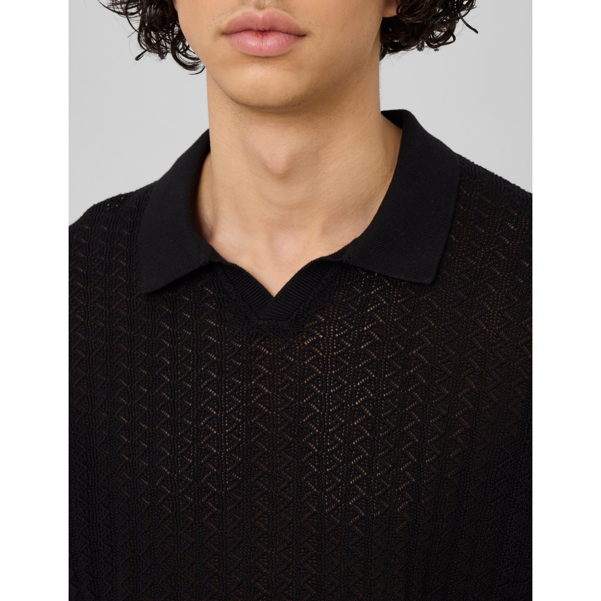 Polo matière fantaisie noir, BZB