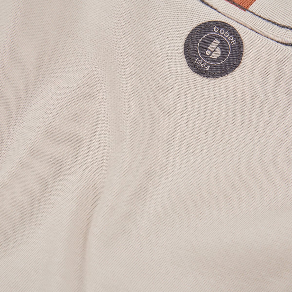 T-shirt garçon maille imprimé montagne beige, BOBOLI