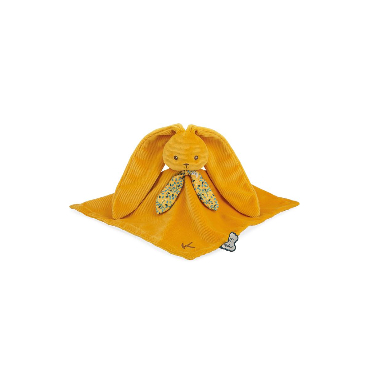 Doudou plat Lapinoo moutarde, bleu, vert, KALOO