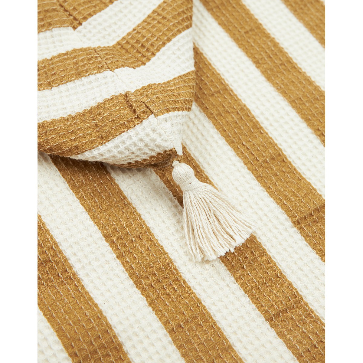 Poncho de plage 6-9Y doublure en gaze de coton PORTOFINO rayures gaufrées miel, NOBODINOZ