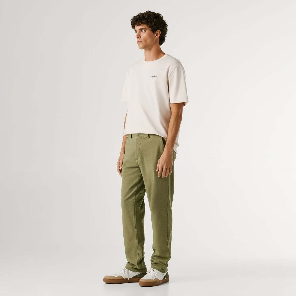 Pantalon Chino Coupe Slim vert armée délavé, PEPE JEANS