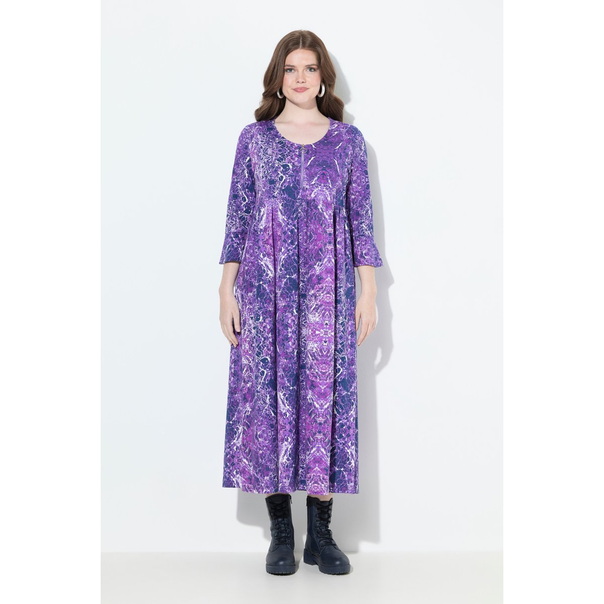 Robe midi imprimé marbre, coupe évasée violet, ULLA POPKEN
