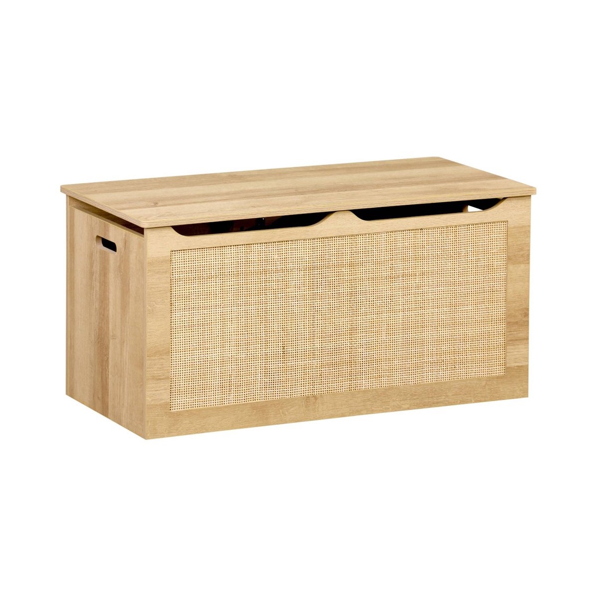 Coffre à jouets enfant décor bois et cannage BOHÈME naturel, SWEEEK