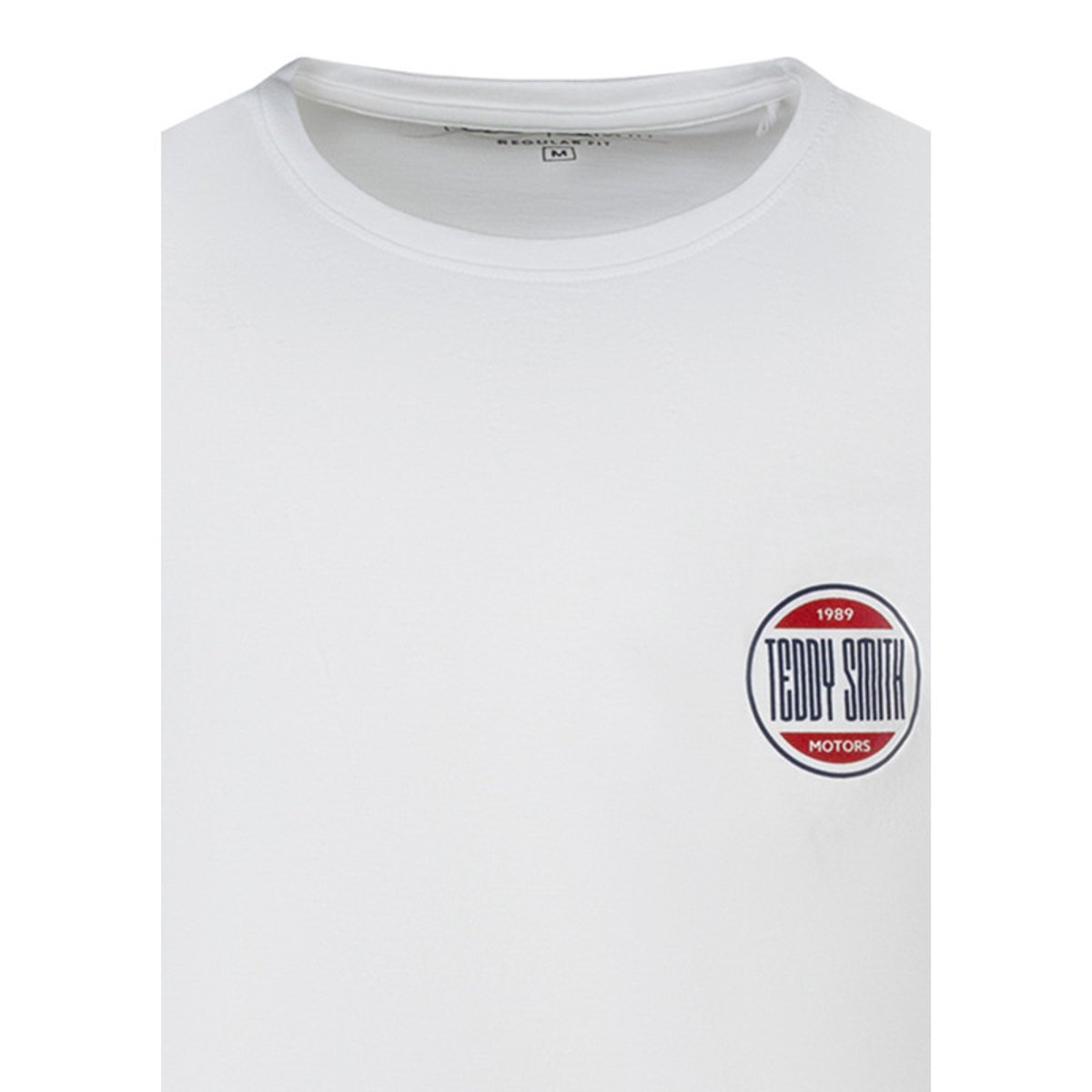 T-shirt en coton blanc uni avec une coupe droite et un col rond blanc, TEDDY SMITH