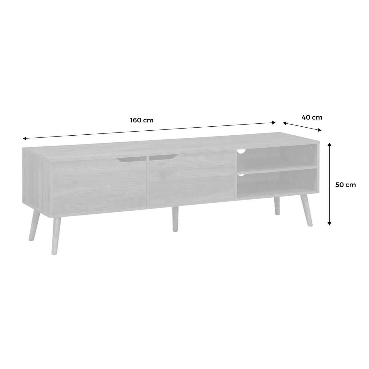 Meuble TV vintage décor bois 2 portes 160cm NEPAL décor bois de noyer, SWEEEK
