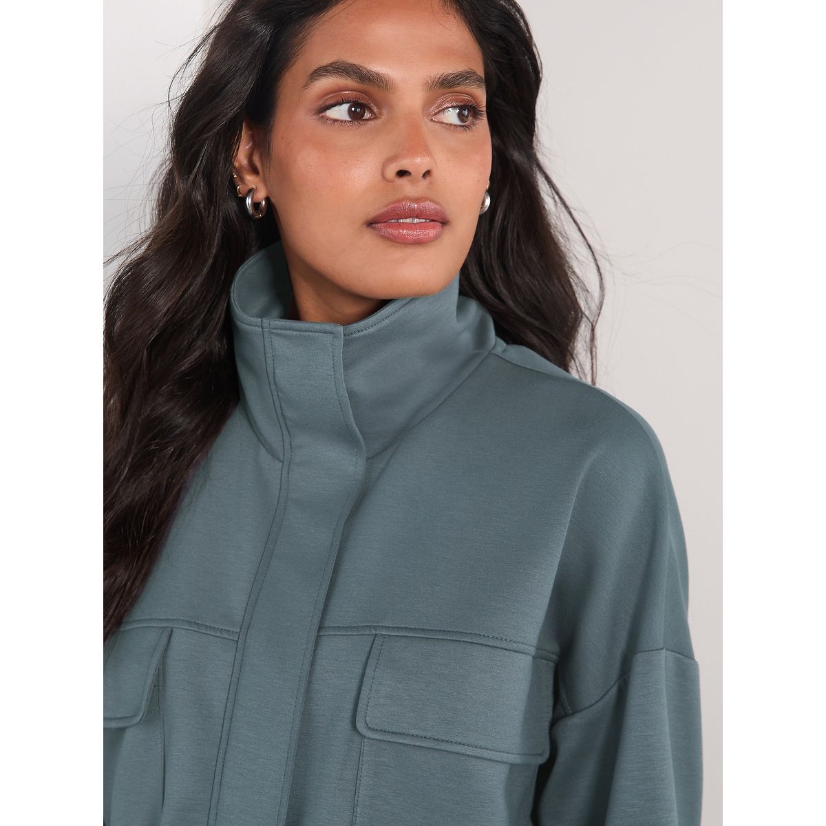 Veste militaire douce à col cheminée bleu clair, NEXT