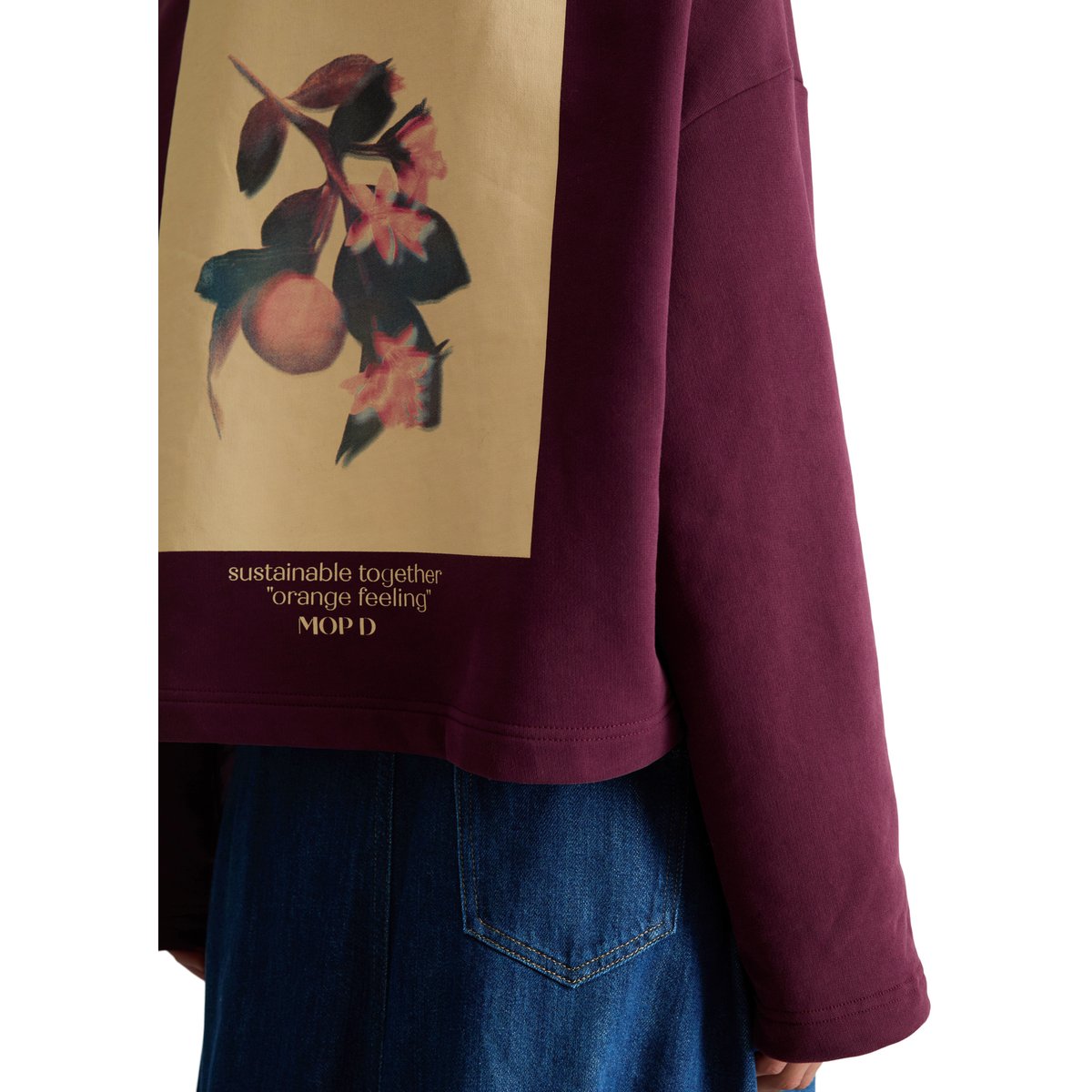 Sweat à capuche court en coton bio tout doux rouge, MARC O’POLO DENIM