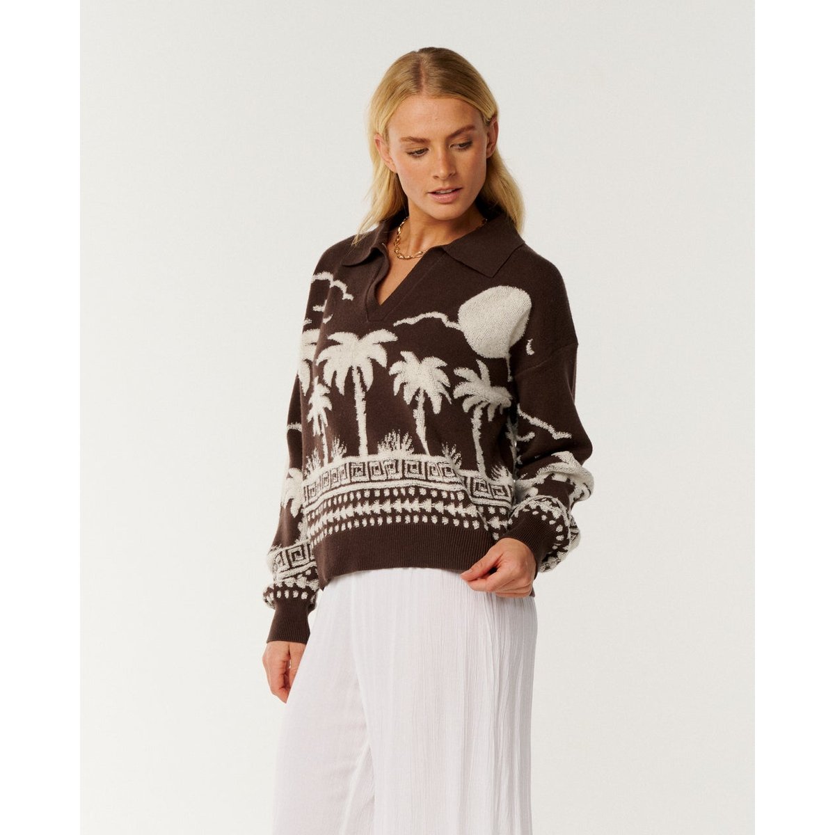 Pull zippé PARAISO JACQUARD marron, RIP CURL