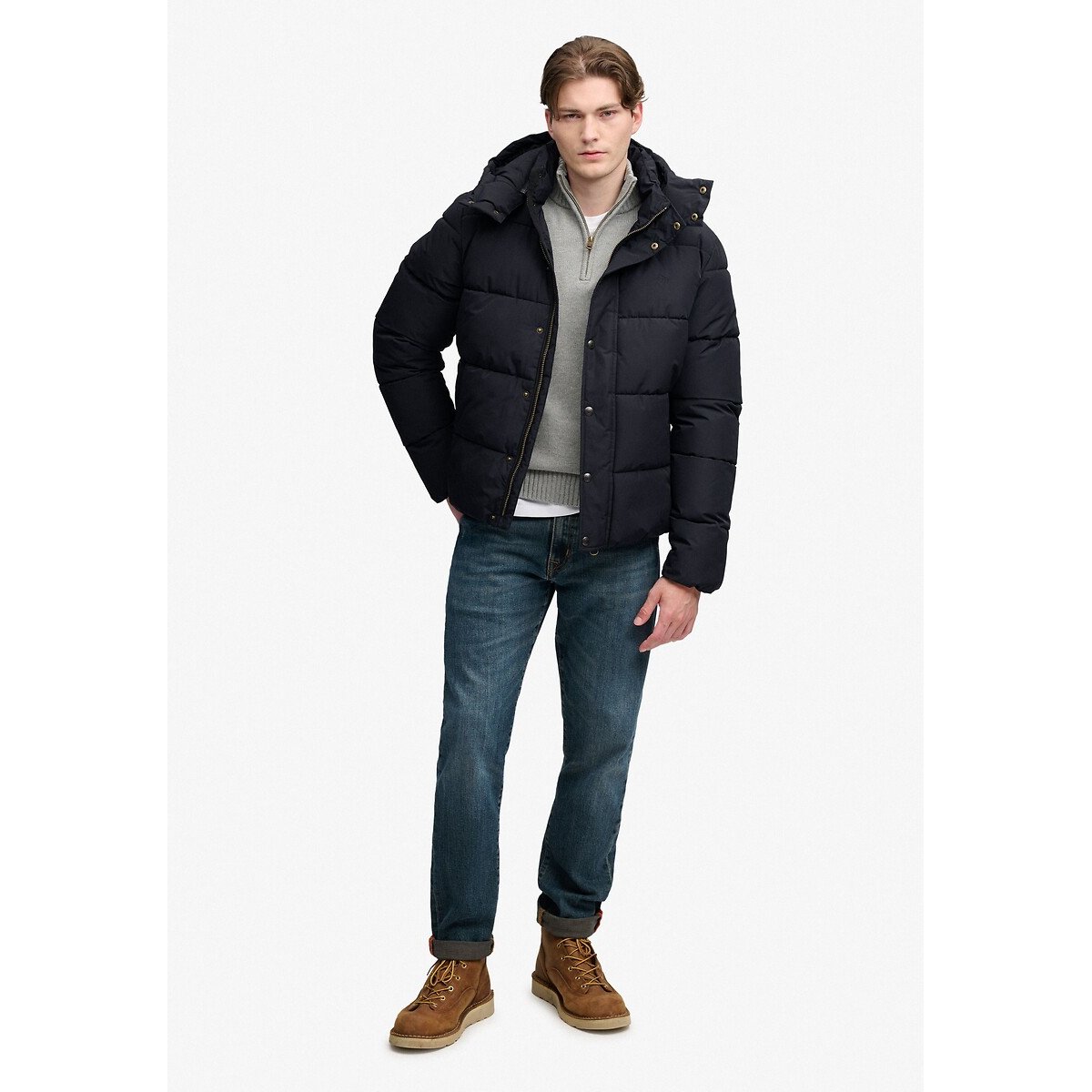 Doudoune premium, à capuche amovible noir, SUPERDRY