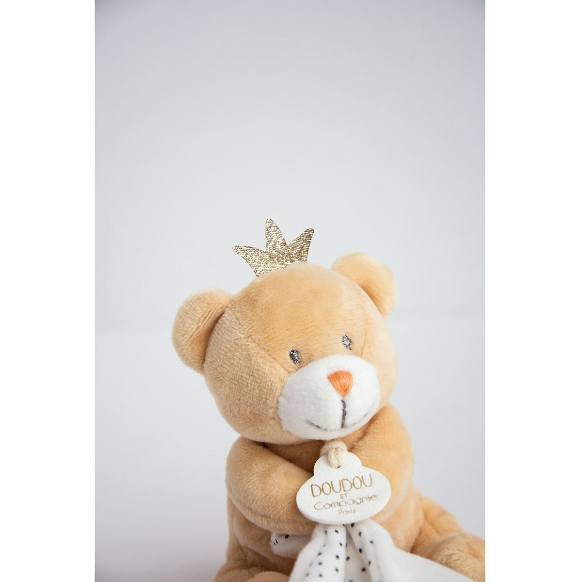 Pantin avec doudou ours petit roi beige, DOUDOU ET COMPAGNIE