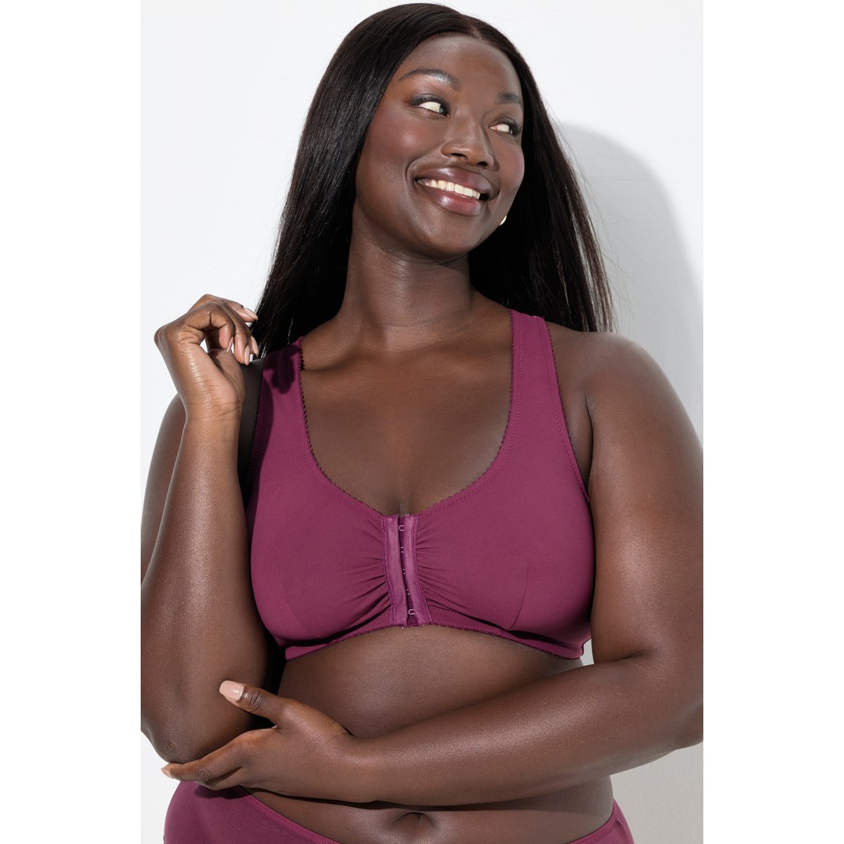 Bustier sans armatures avec dos en dentelle baies foncé, ULLA POPKEN