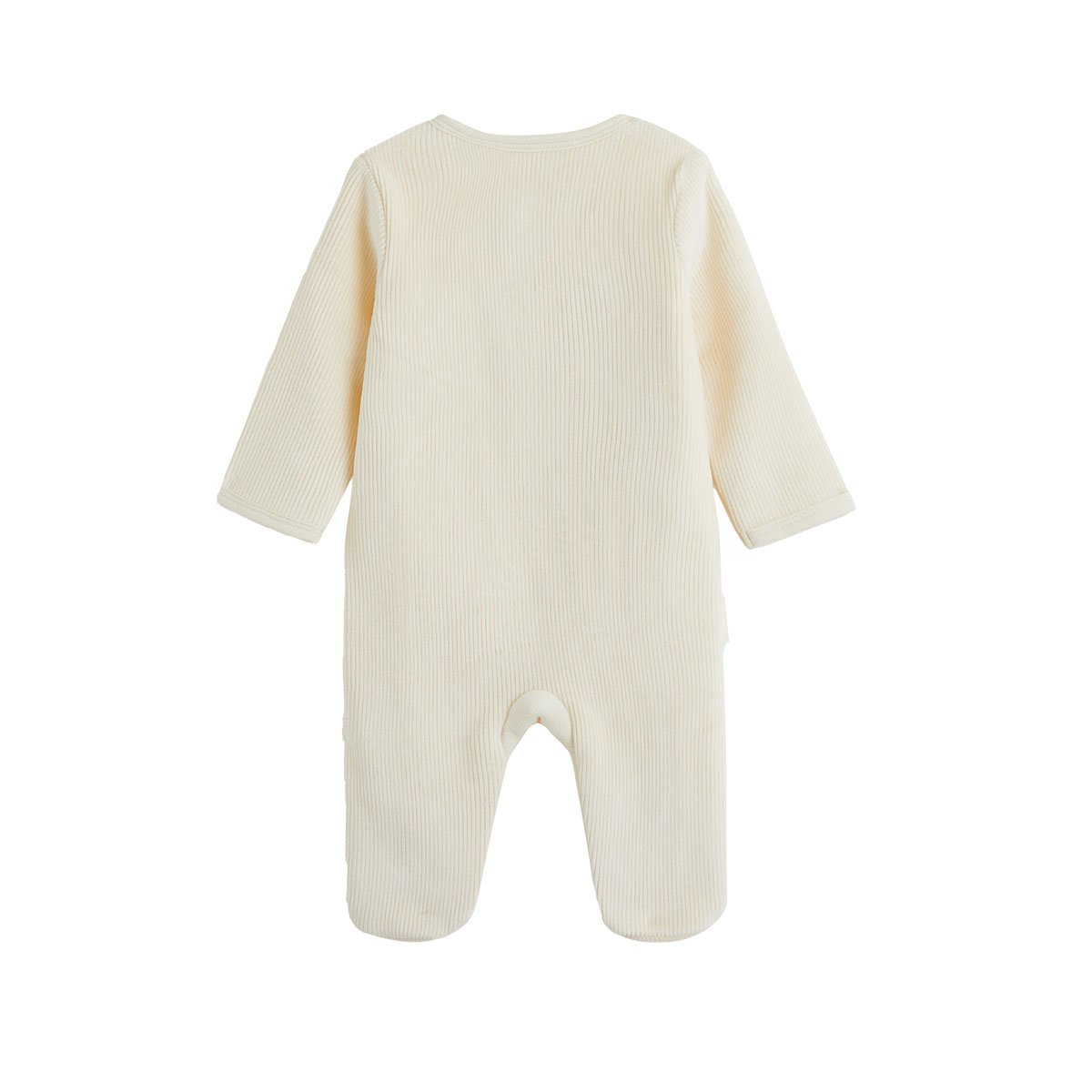 Pyjama bébé en velours ouverture pont Flocon ecru, PETIT BEGUIN