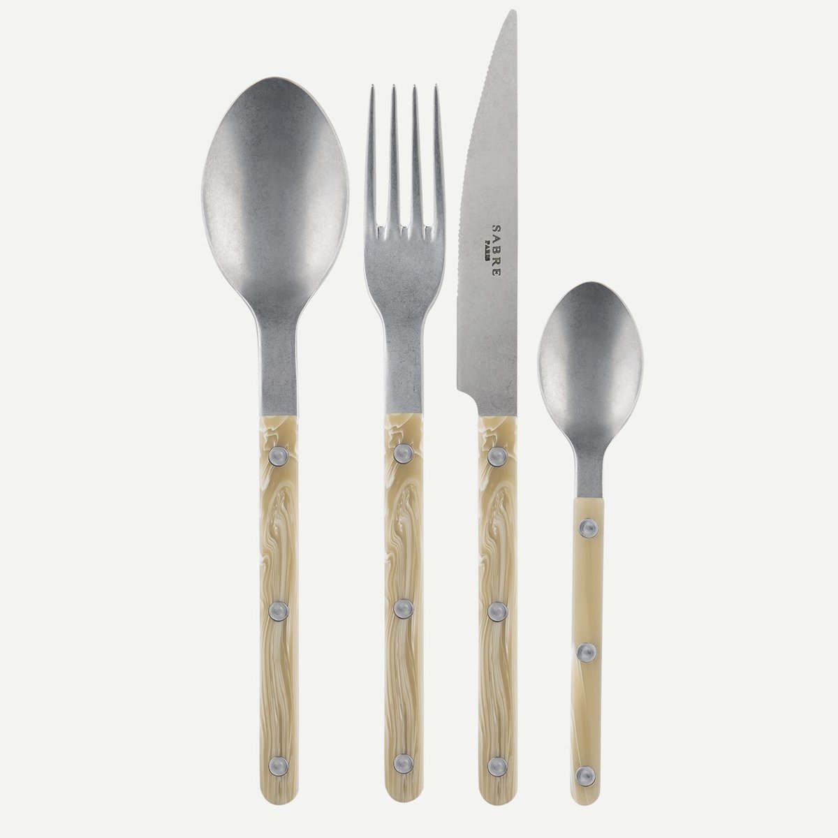 Set de 4 couverts de table, Bistrot Vintage effet corne, SABRE