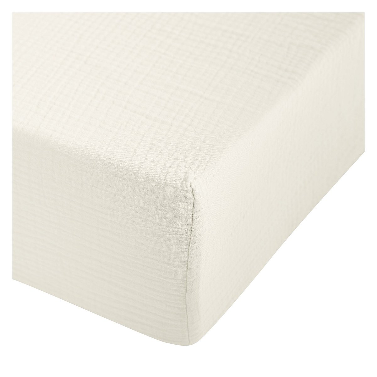 Drap housse en double gaze de coton ARIELLE crème, HABITAT