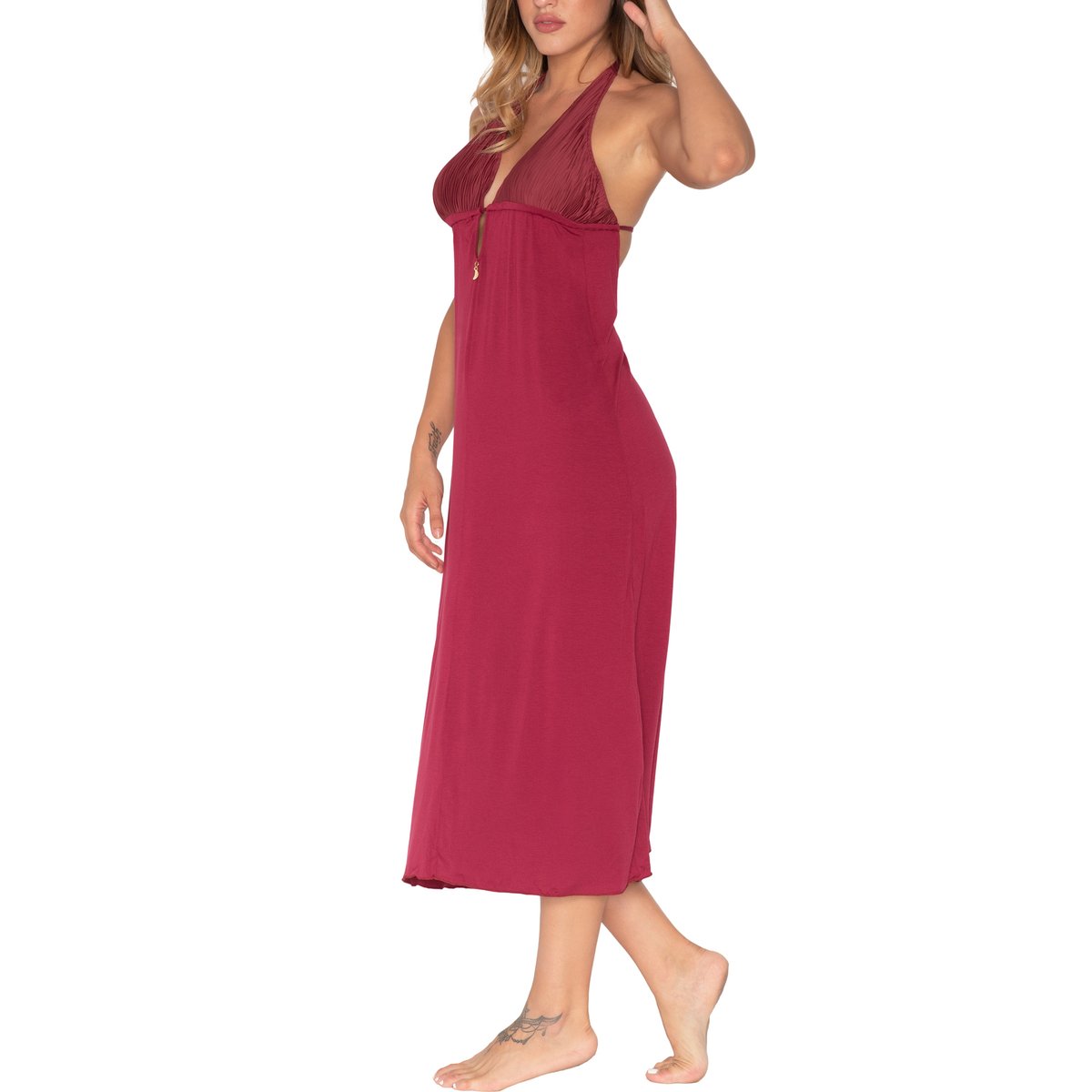 Robe longue estivale Scarlet bordeaux, LUNA SPLENDIDA