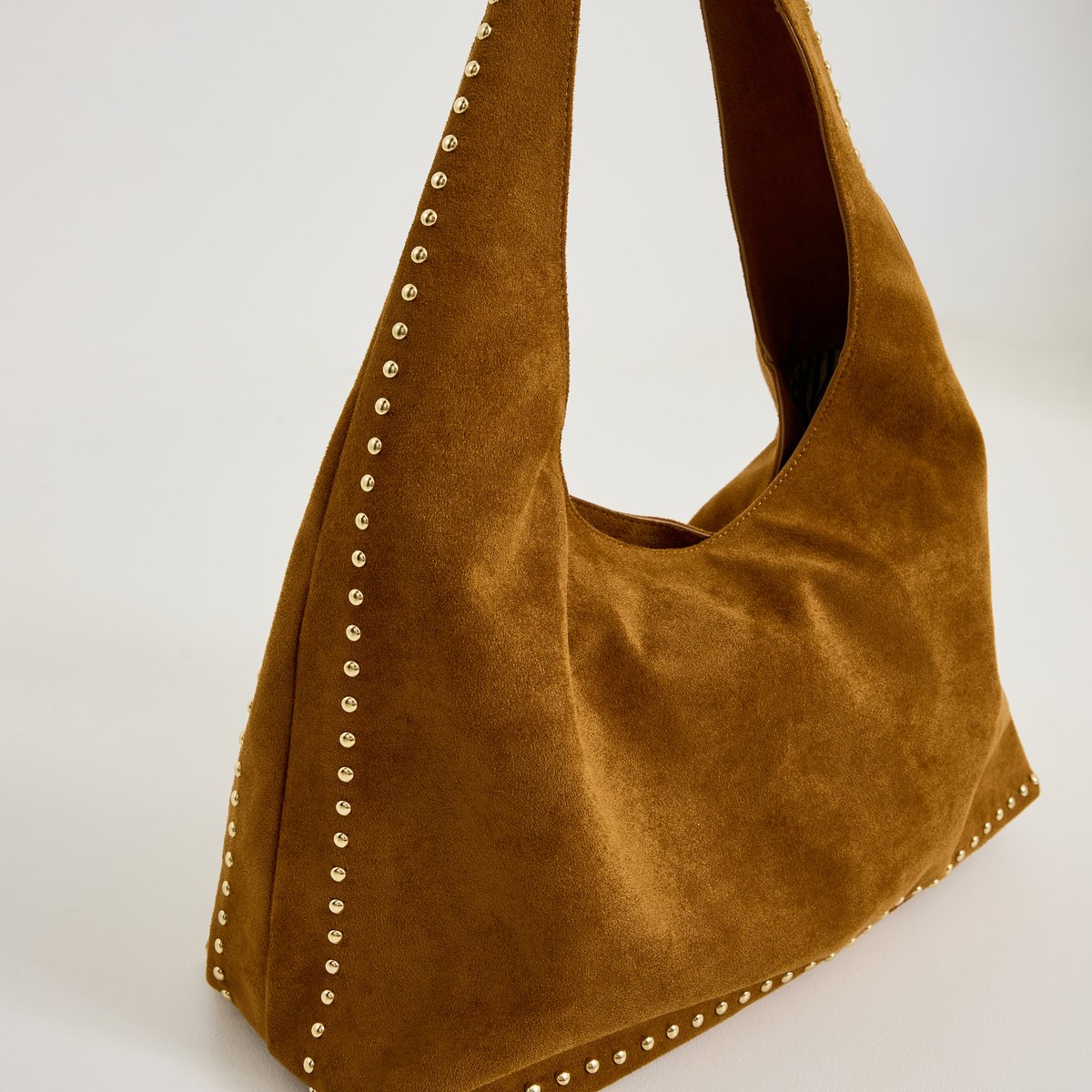 Grand sac porté épaule avec clous marron camel, GRAIN DE MALICE