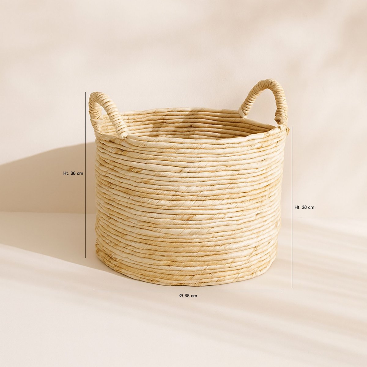 Panier en abaca avec poignées naturel, NOW'S HOME