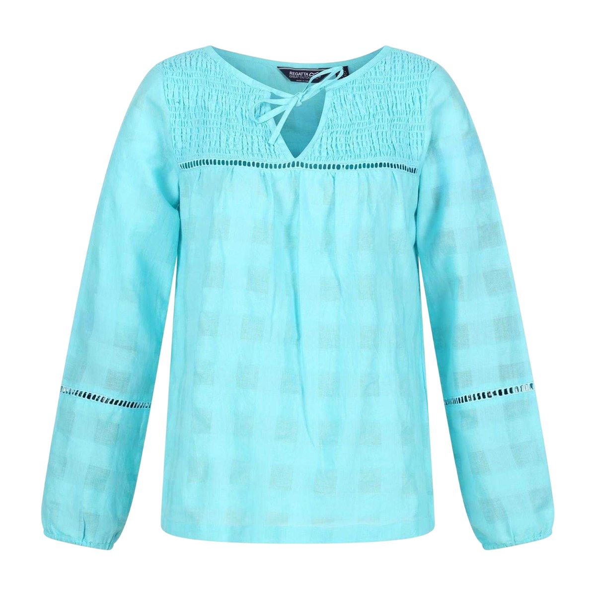 Blouse manches longues motif/style damier CALLUNA bleu ciel damier, REGATTA
