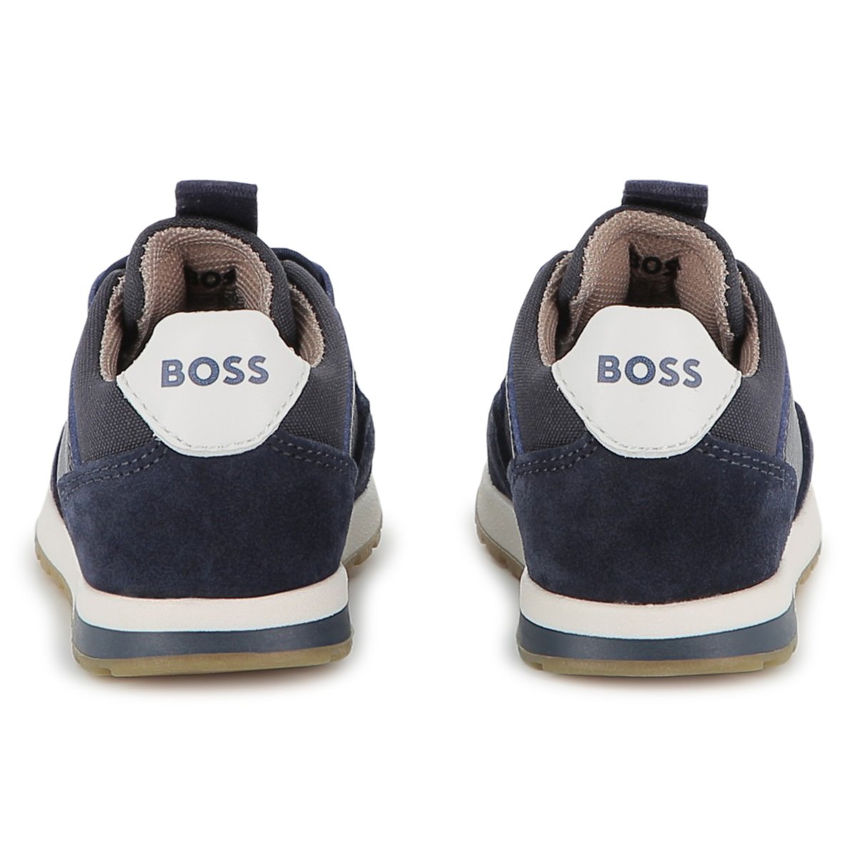 Sneakers in materiali misti bleu cargo, BOSS KIDSWEAR
