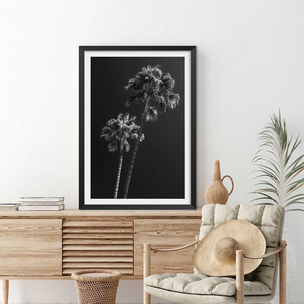 Affiche paysage Ambiance Californie affiche + cadre en bois - noir, HEXOA