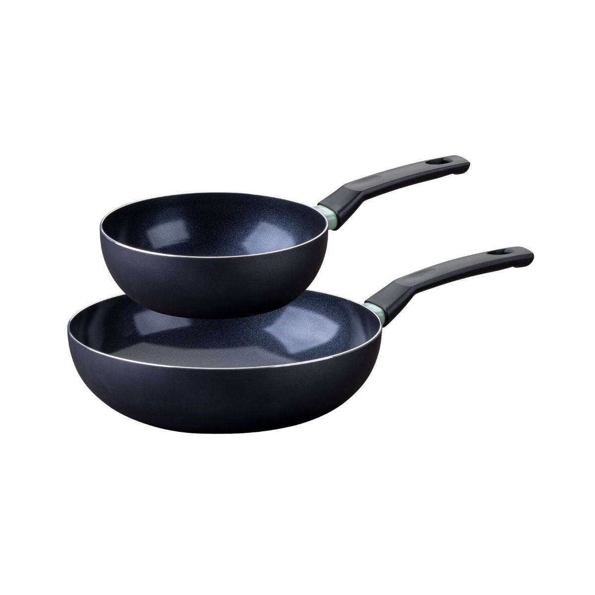 Ensemble de 2 woks de 20 et 28 cm BRANDAO noir|vert, FACKELMANN