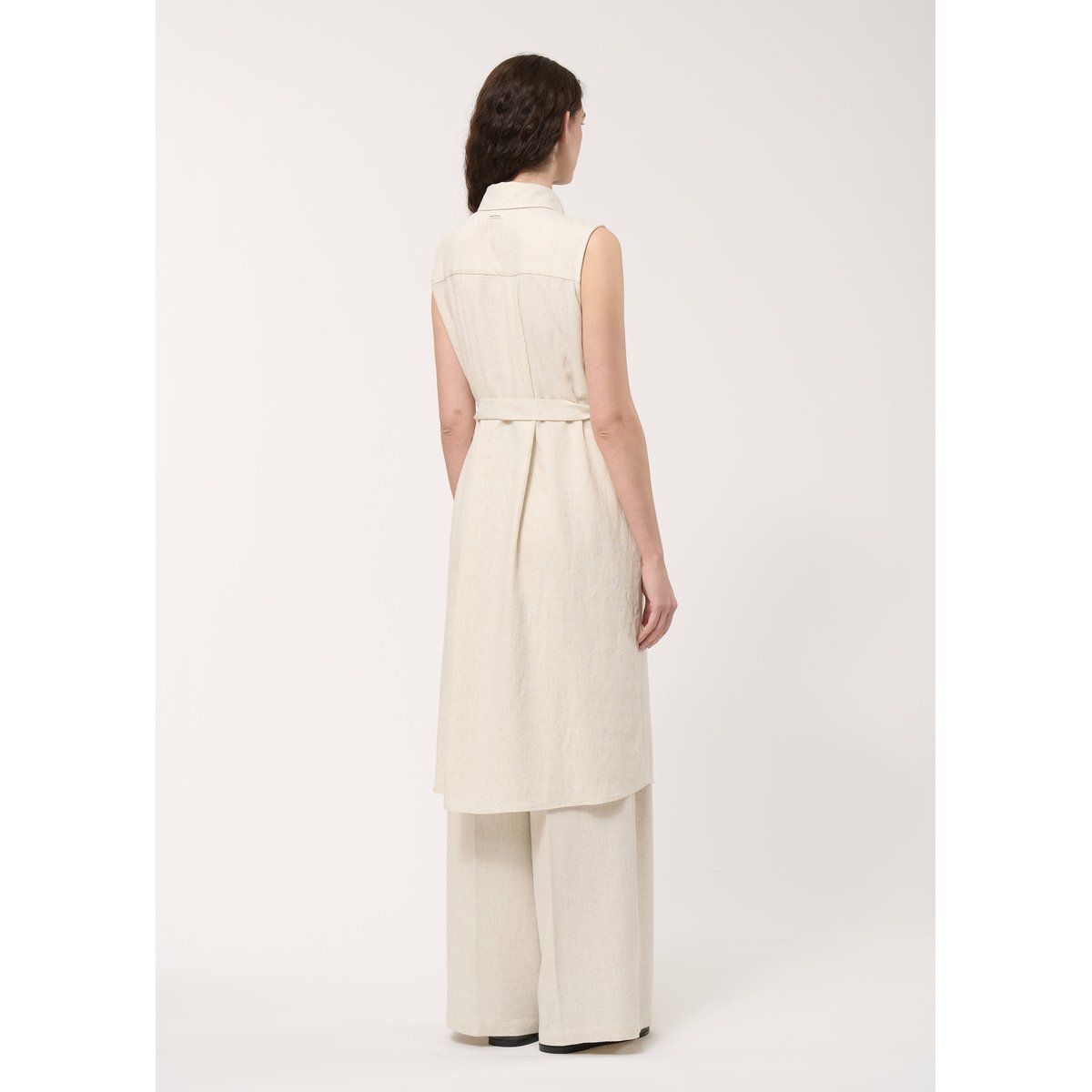 Robe chemise midi ceinturée naturel, HUMILITY