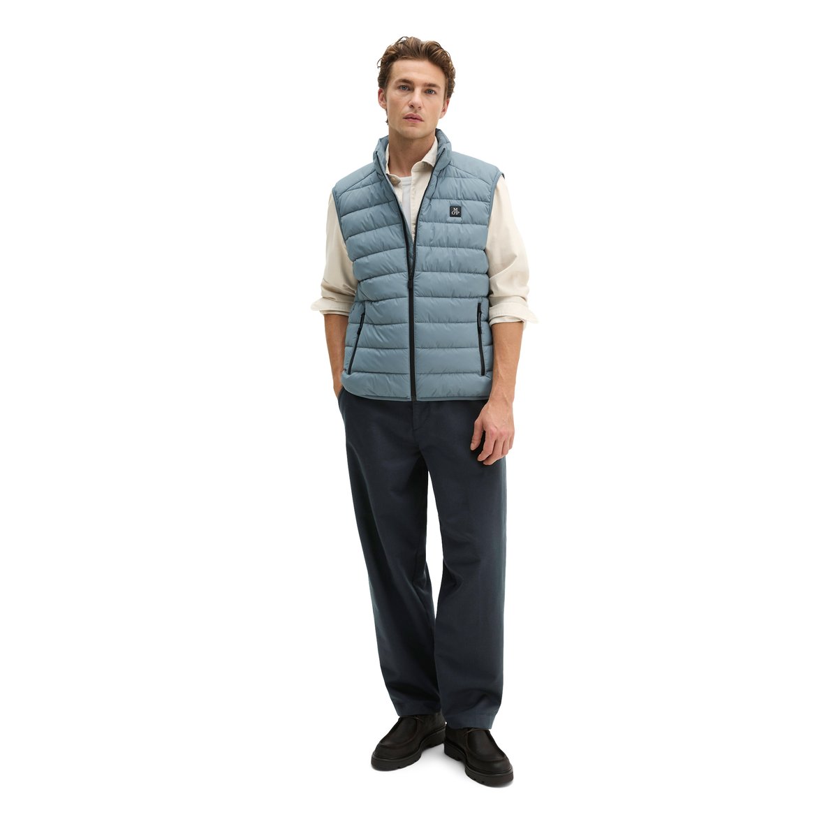 Gilet matelassé regular avec sac de rangement pratique gris, MARC O'POLO