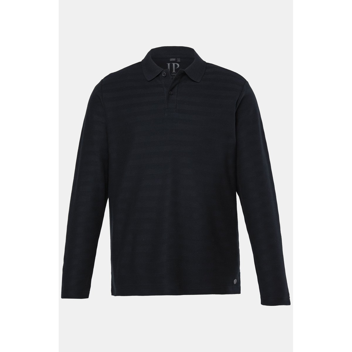 Polo à manches longues, rayé, jacquard noir, JP1880