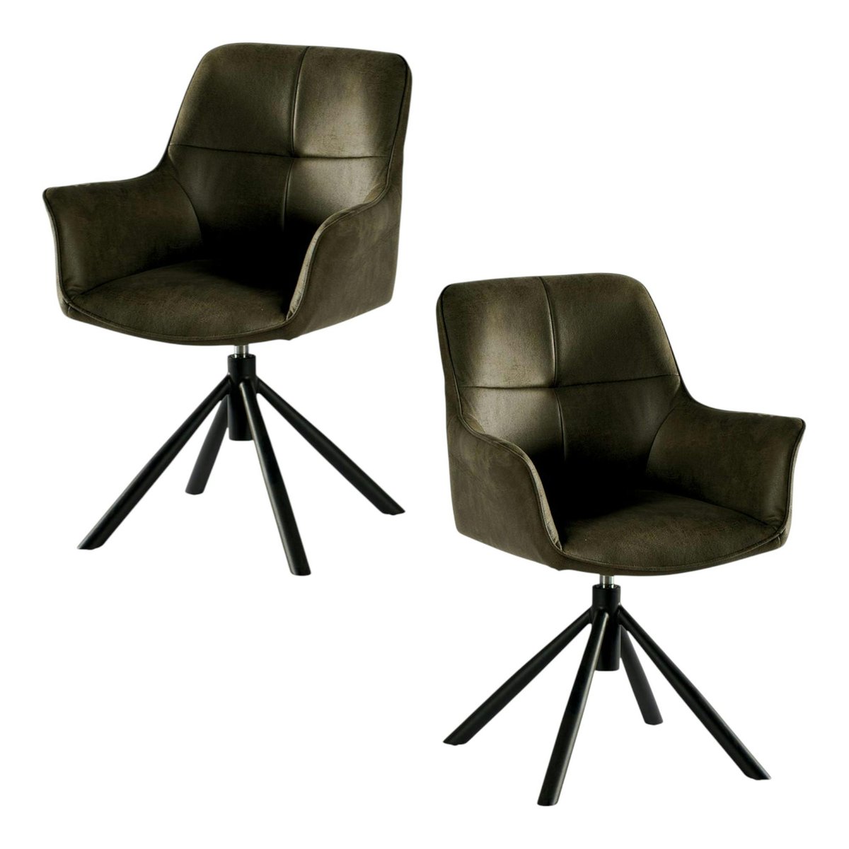 Fauteuil pivotant contemporain microfibre kaki (lot de 2) IENA kaki, PIER IMPORT