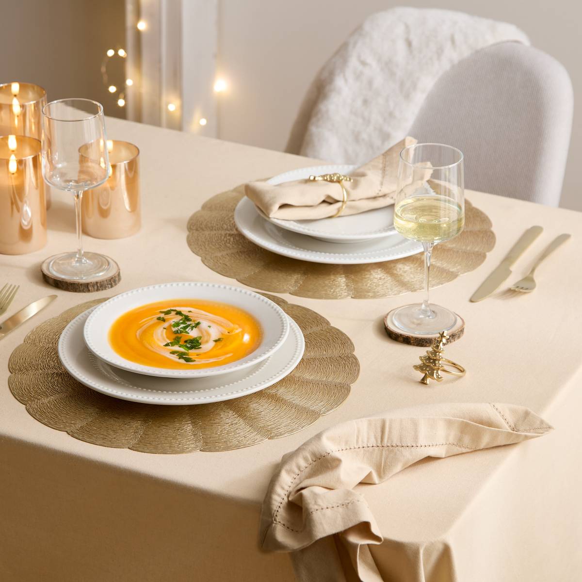 Set de table rond NEST doré, ATMOSPHERA