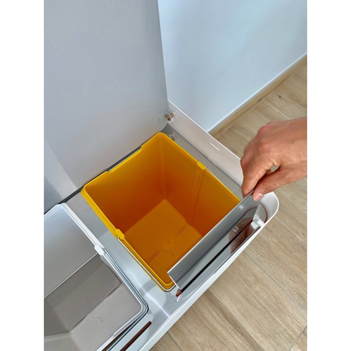 Poubelle pour tri sélectif modulable, fermeture douce, 40 litres, ECOBOX-TOP gris, DON HIERRO