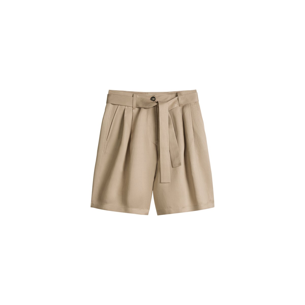 Short à pinces tailored en TENCEL™ Lyocell beige, MARC O'POLO